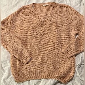 Anthropologie X Miracle Chunky Knit Oversized Sweater Top Blush Pink Size Medium